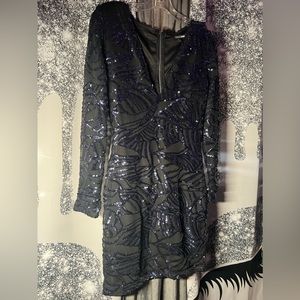 NAVY BLUE SEQUIN MINI DRESS